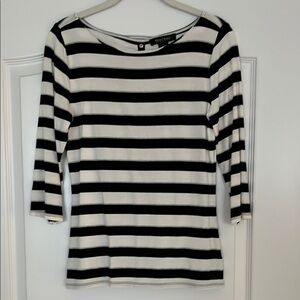WHBM Striped 3/4 Sleeve Top